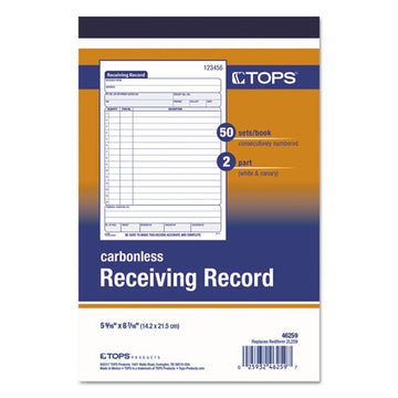 TOPS™ Receiving Record Book, Two-part Carbonless, 5.56 X 7 15.94, 1-page, 50 Forms freeshipping - TVN Wholesale